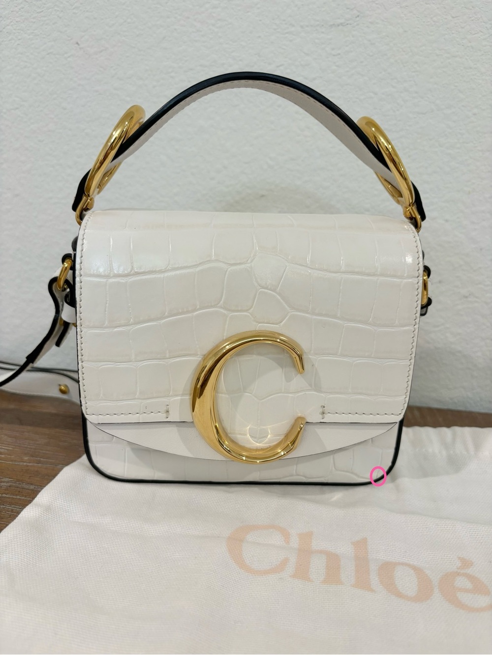 Chloe C Bag mini , Croc-Embossed Leather Crossbody Bag